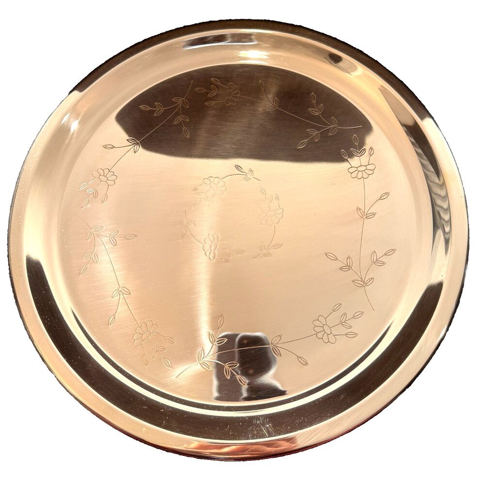 Vintage NEW in BOX Princess House #301 Etched Copper Tray Gorgeous Floral